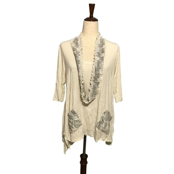 Niche Nilgun Cream Asymmetrical Shark Bite Tunic Top M - Picture 2 of 8